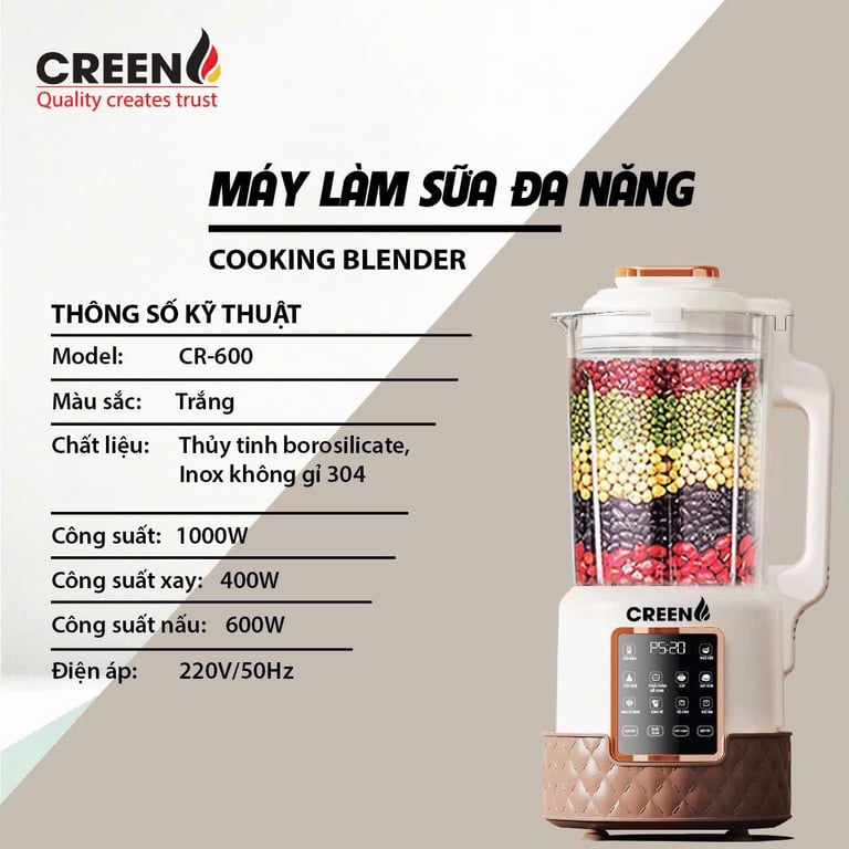 CR600 - MÁY LÀM SỮA HẠT 1.75L 1000W CREEN