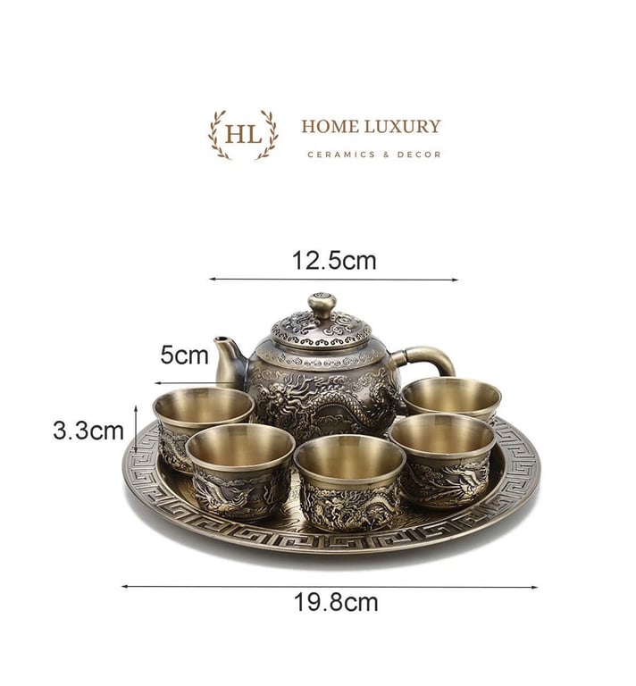 BỘ ẤM TRÀ ĐỒNG HOẠ TIẾT CỔ