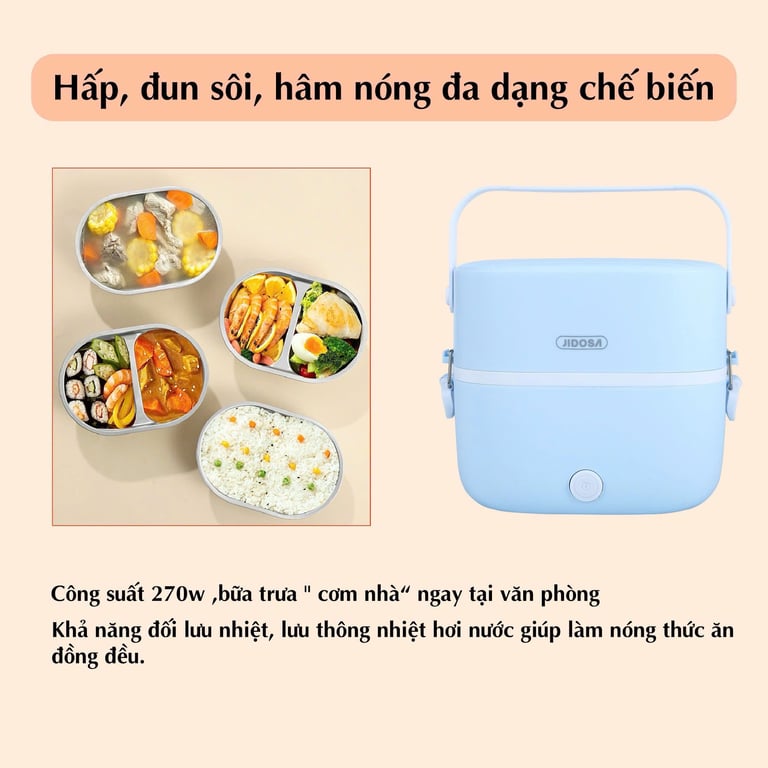 JD8360 - HỘP CƠM ĐIỆN VĂN PHÒNG CAO CẤP JIDOSA 1L 270W