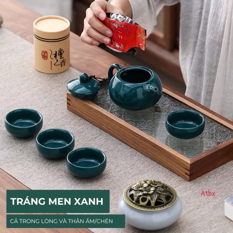 BỘ ẤM TRÀ MEN NGỌC