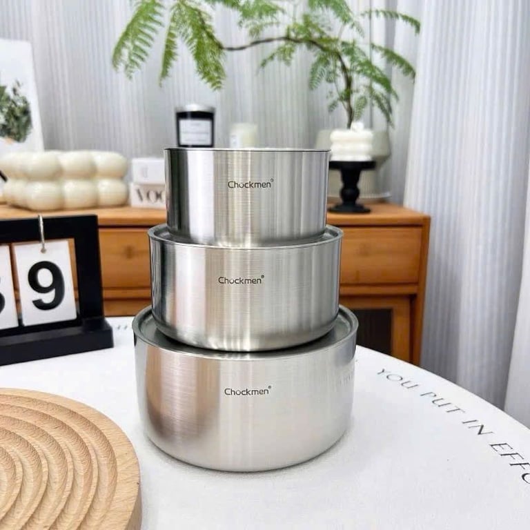 Âu có nắp inox nhà Chockmen kèm nắp sz 10-12-14cm