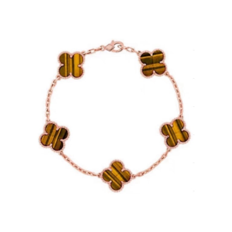 Lắc Vintage Alhambra bracelet 5 motifs Van Cleef & Arpels ( Tiger Eye)
