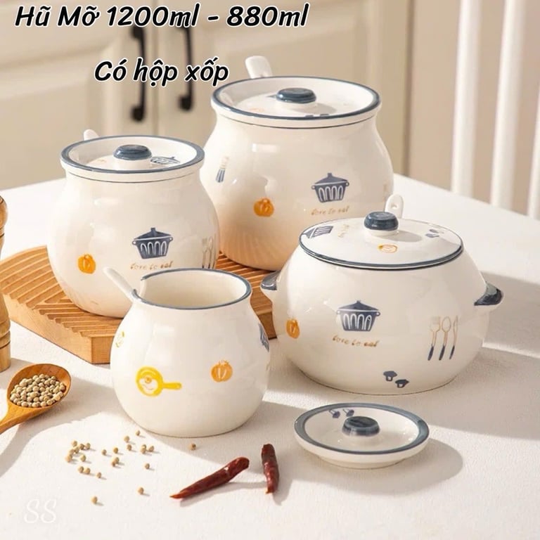 Liễn đựng mỡ 880ml và 1200ml