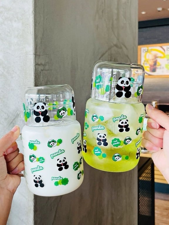 Bình thuỷ tinh gấu trúc 550ml