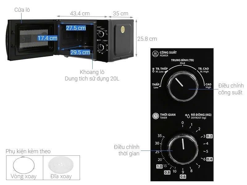 Lò vi sóng Toshiba MWP-MM20P(BK) 20 lít