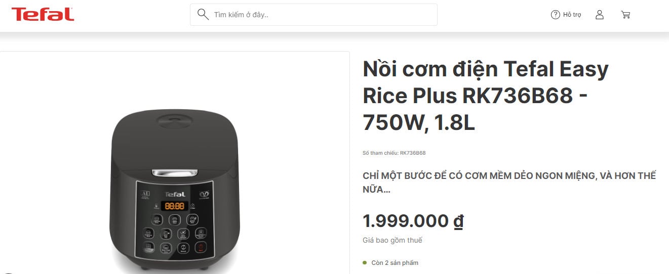 Nồi cơm điện tử Tefal 1.8 lít RK736B68