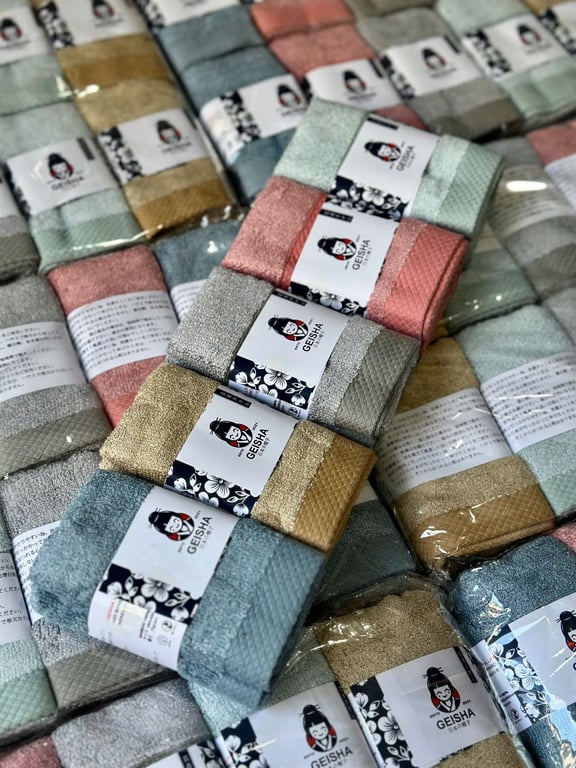 set 10c Khăn mặt sợi tre Geisha – Nhật Bản 🇯🇵