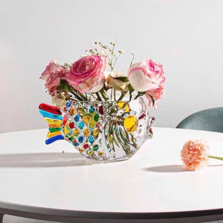 Bình Hoa Thuỷ Canh - Lọ Hoa Thuỷ Tinh Pha Lê Hình Cá 190ml