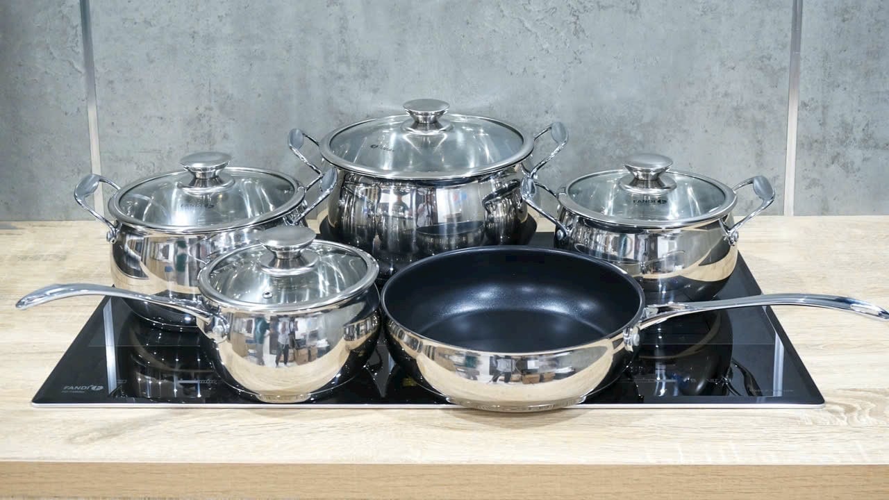 Bộ nồi từ chảo 5 chiếc cao cấp Fandi 3 đáy