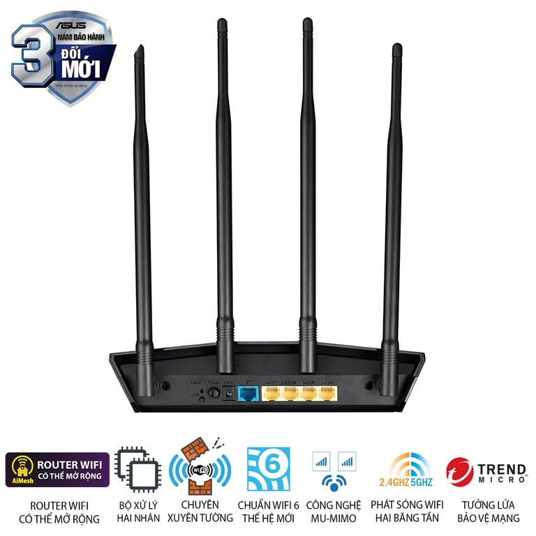 Bộ Định Tuyến Wifi 6 Asus RT-AX1800HP MU-MIMO AX1800Mbps