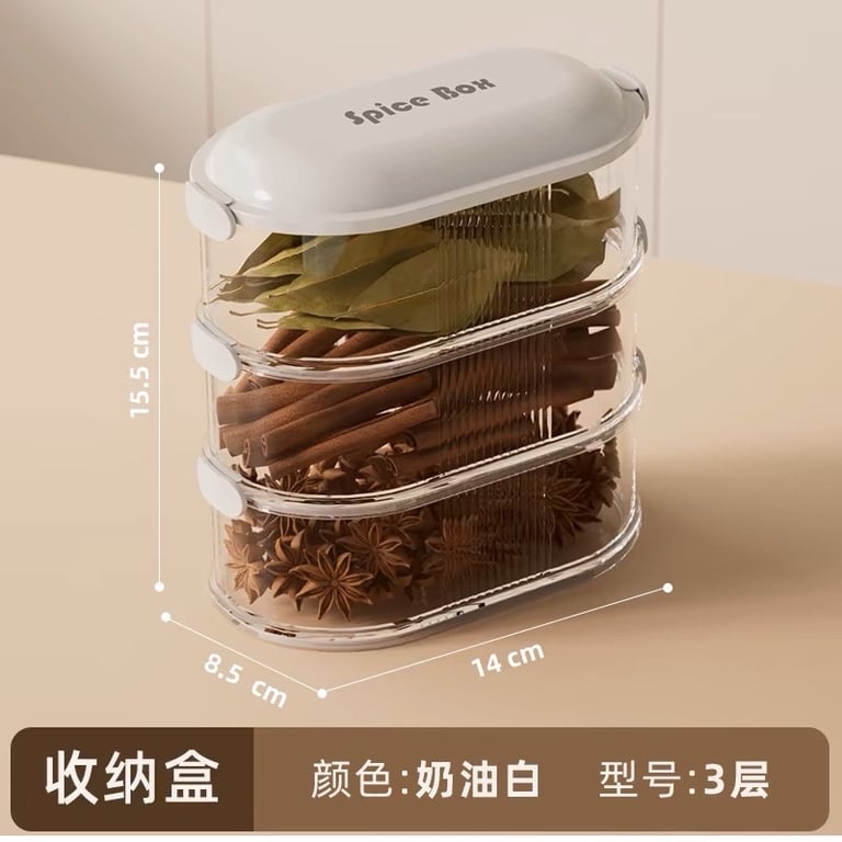 Hộp Đựng Bảo Quản Gia Vị Thực Phẩm 3 Tầng Có Nắp Nhà Bếp