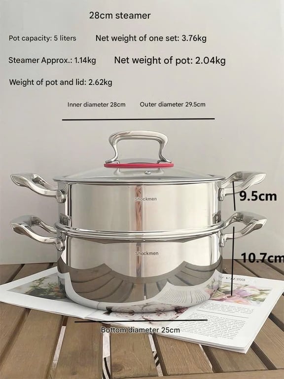 Bộ nồi kèm xửng hấp mẫu mới 2 tầng Chockmen 26cm-28cm