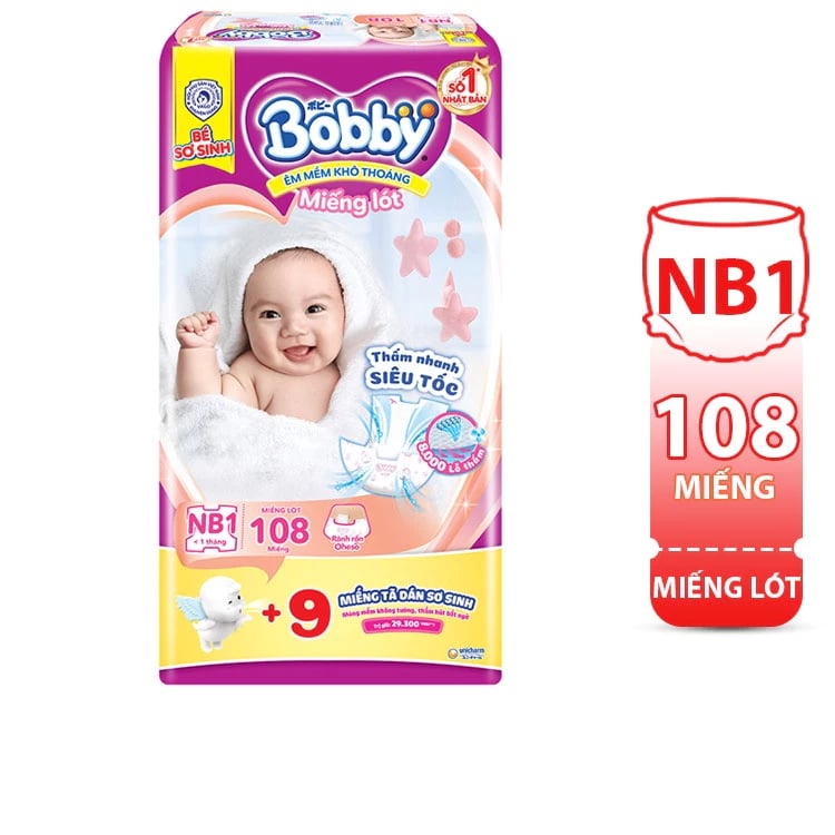 Miếng lót Bobby NB1 < 1 tháng 108 miếng