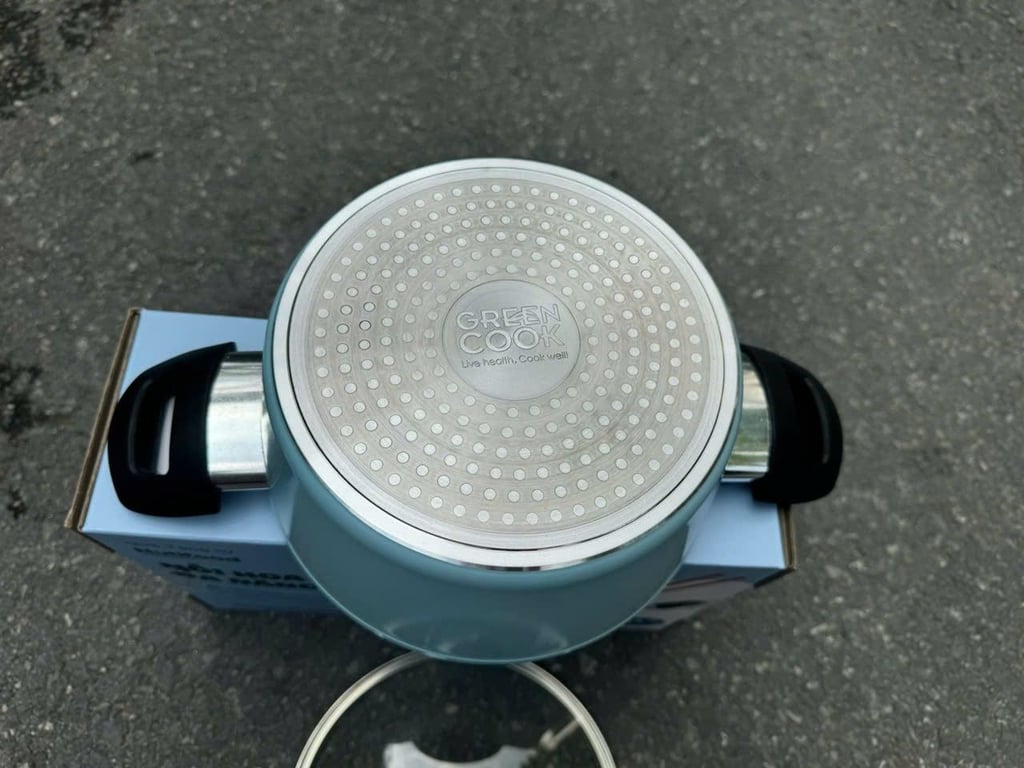 NỒI VÂN ĐÁ HOA CƯƠNG MIỆNG RÓT 20CM GREEN COOK ( hàng KM của nutifood )