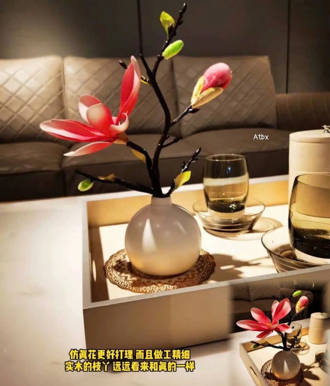 Cành Hoa Mộc Lan Kèm Lọ bằng gốm sứ xinh ơi là xinh