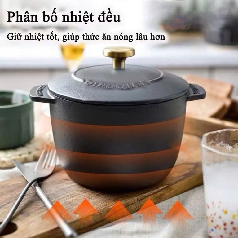 NỒI GANG ĐÚC NGUYÊN KHỐI CHỐNG DÍNH size 16-22cm