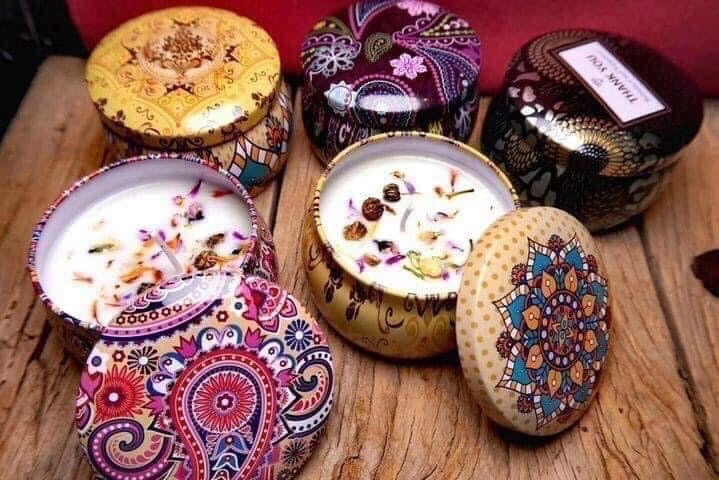 Set 4 NẾN THƠM HOA KHÔ THIÊN NHIÊN