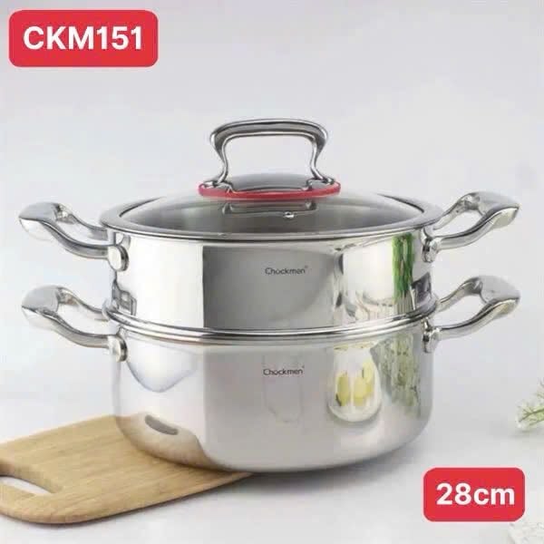 Bộ nồi kèm xửng hấp mẫu mới 2 tầng Chockmen 26cm-28cm
