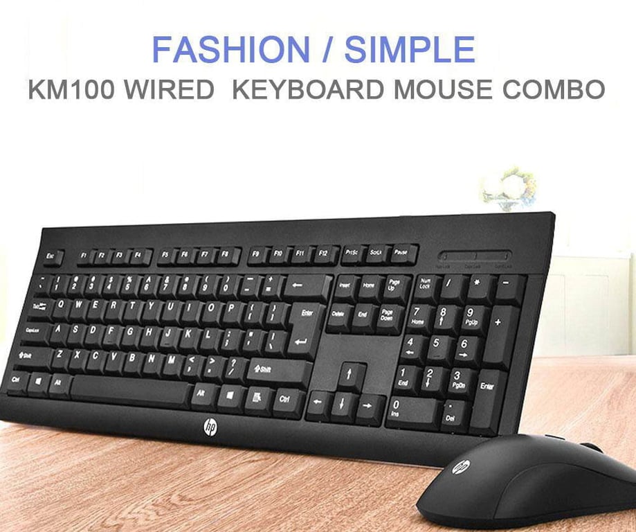 Combo Bàn Phím Và Chuột HP KM100 USB (Đen)