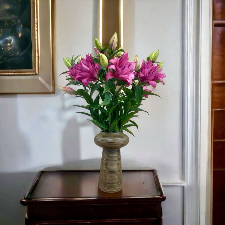 Bình hoa Bát Tràng miệng phình cao 31cm