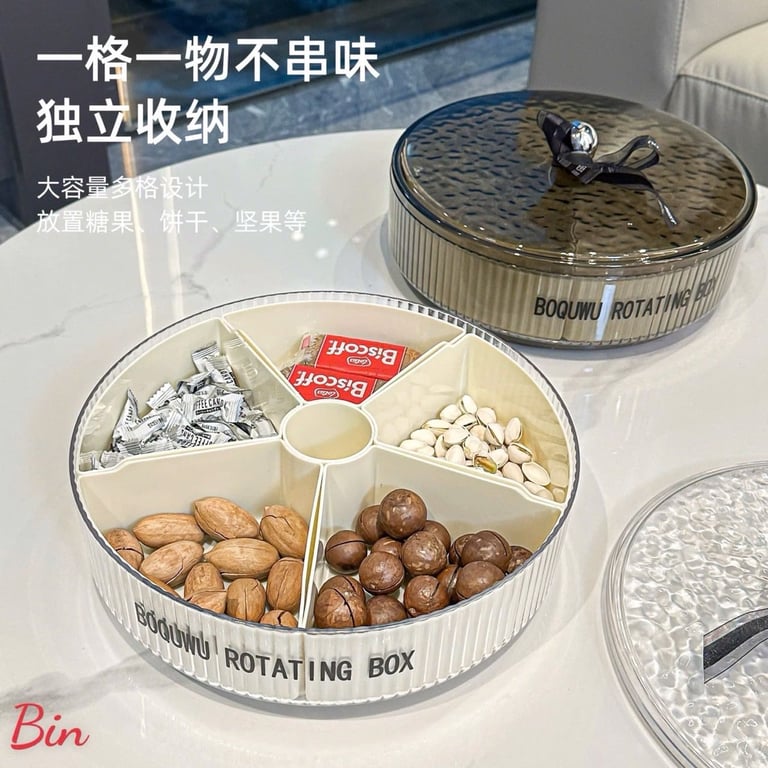 Khay Đựng Bánh Kẹo Xoay 360 độ Tết 2025