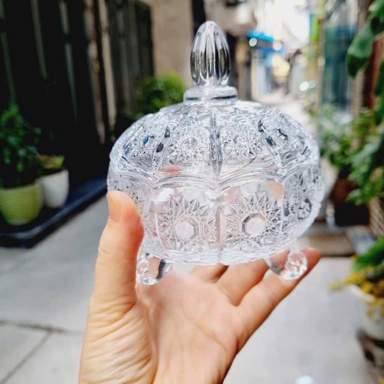 Set 3 Thố Mứt Thuỷ Tinh Pha Lê Có Nắp Cao Cấp❤️