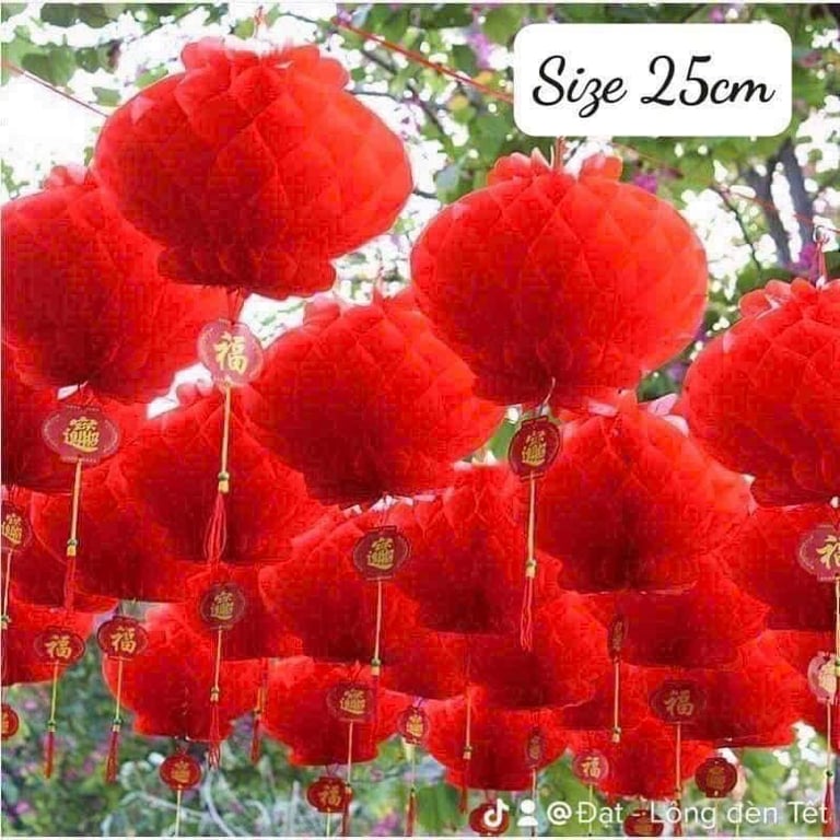 COMBO 20 LỒNG ĐÈN GIẤY ĐỎ 25CM
