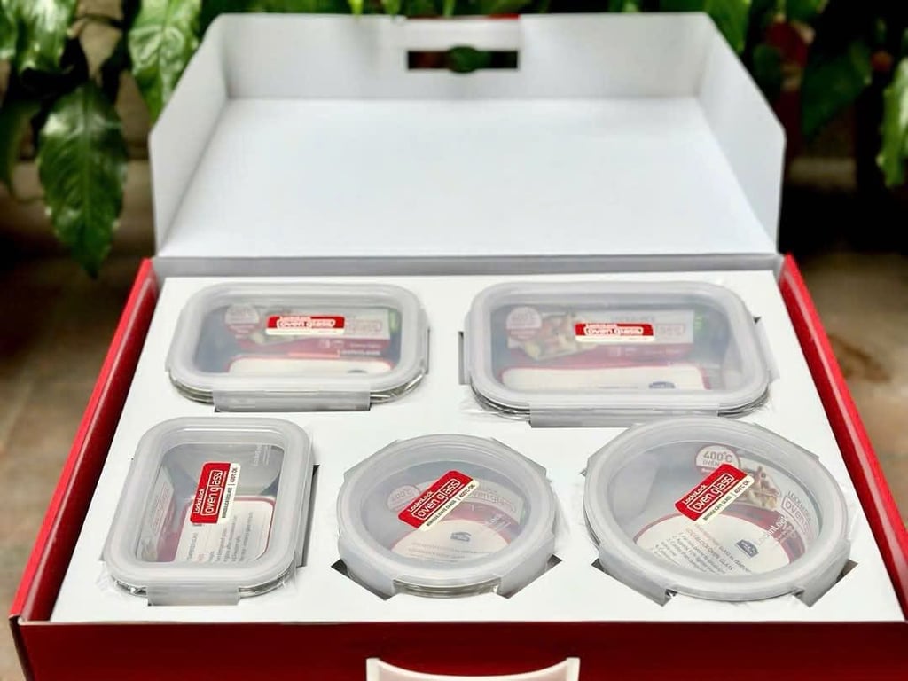 Bộ sản phẩm gồm 5 món thủy tinh cao cấp hàng hiệu chính hãng Lock&Lock Llg445s913