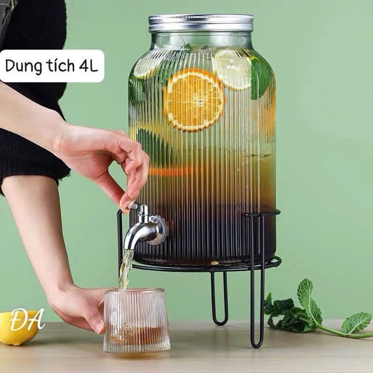 Bình thuỷ tinh ngâm hoa quả có vòi 4L & 6L