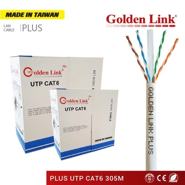 Dây Cáp Mạng Golden Link Plus 4Pair 23AWG TAIWAN 305m/Cuộn - 100% Đồng UTP CAT6