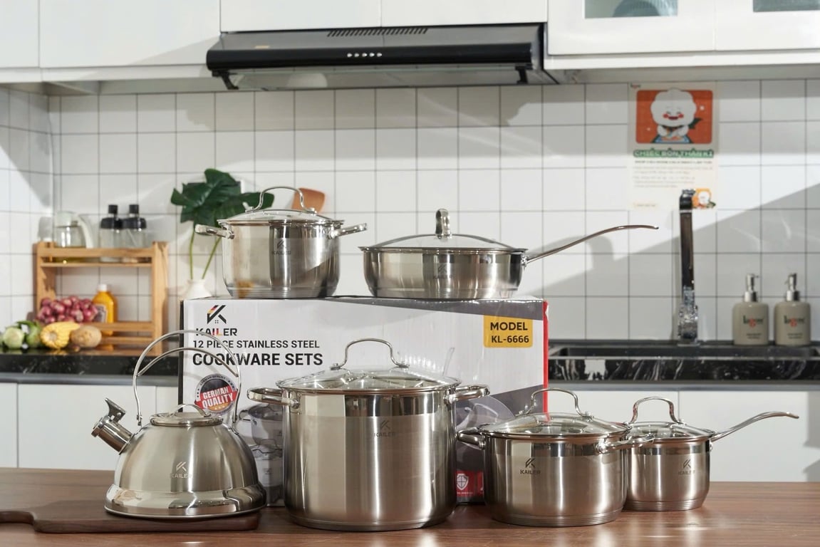 BỘ NỒI 6 MÓN 12 CHI TIẾT KAILER KL-6666