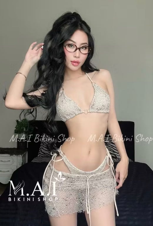 Set bikini 3 món be lưới - DT228