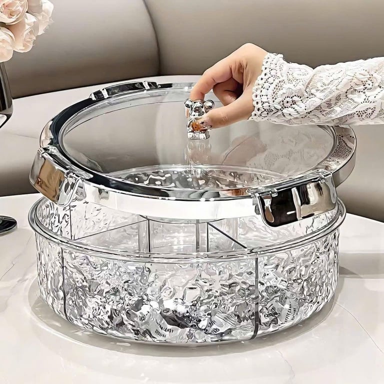 Khay Mứt Tết Tròn Cao Cấp – Vân Đá Sang Trọng