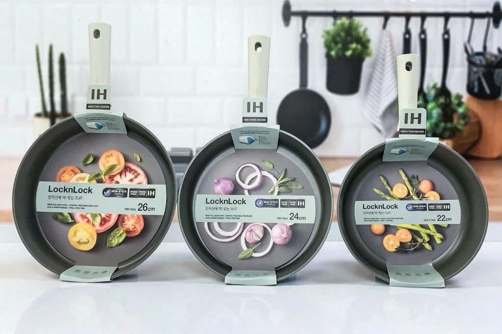 Chảo sâu lòng 22cm và nông lòng SUIT 24cm - 26cm LocknLock