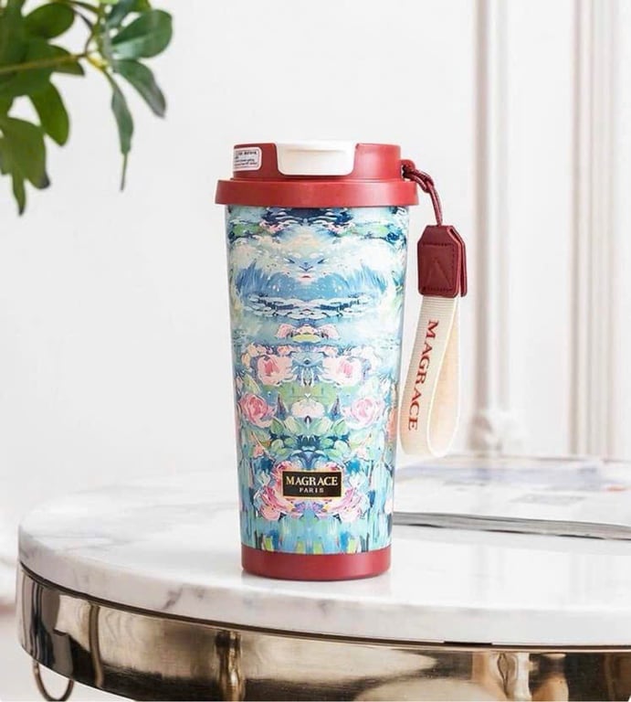 😍cốc giữ nhiệt Magrace Paris kèm ống hút với dung tích 500ml