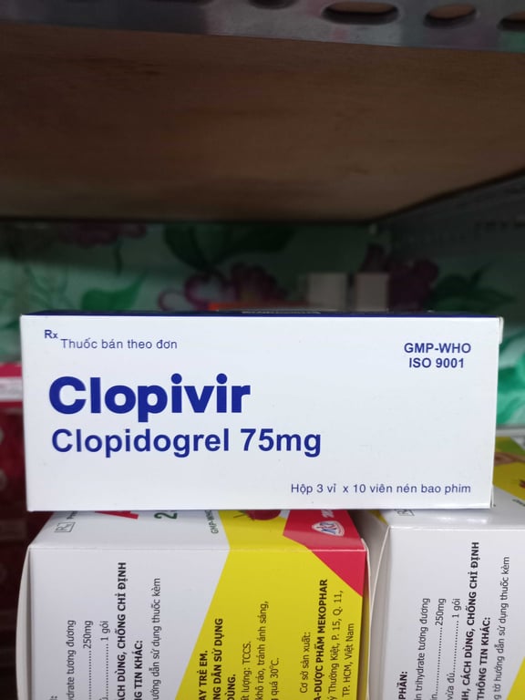Clopidogrel 75mg Bình định hộp 3 ×10v