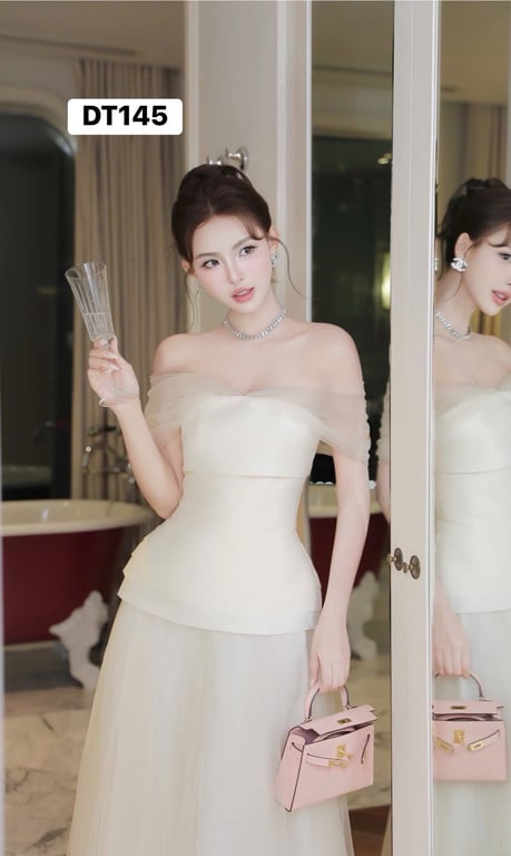 Set váy trễ vai trắng chouchou