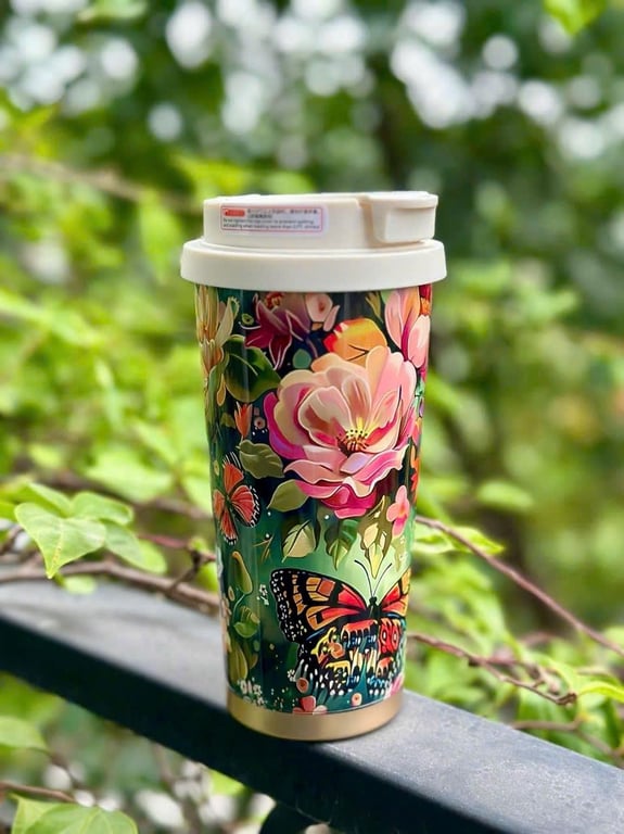 Bình Nước Giữ Nhiệt Inox 316 Mẫu Hoa Hồng 530ml 🌹