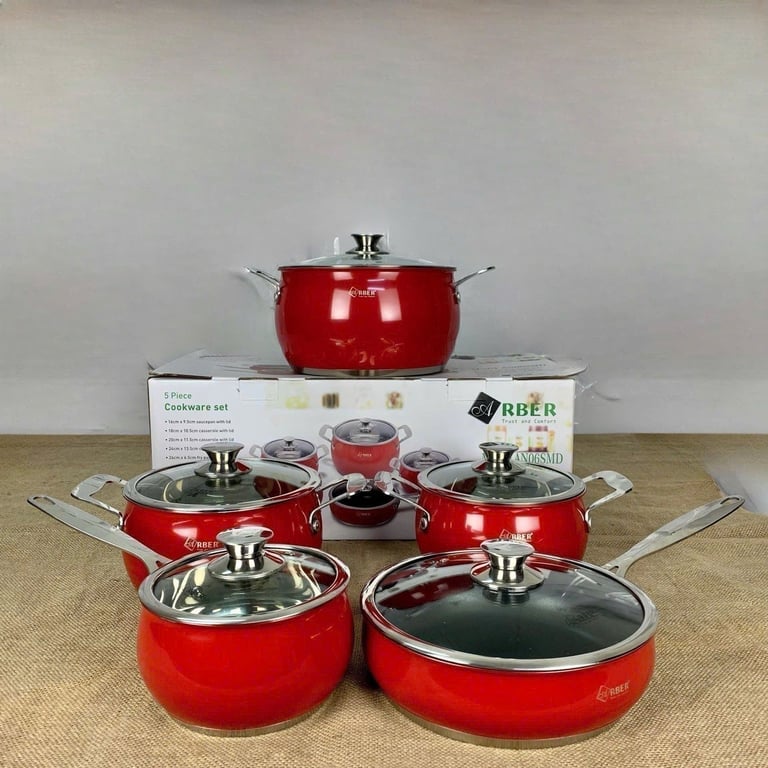 Bộ nồi inox 5 món ARBER AN06SMD màu đỏ