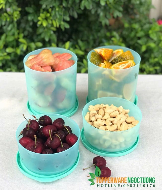 SET 4 HỘP TUPPERWARE TRỤ TRÒN NGĂN MÁT