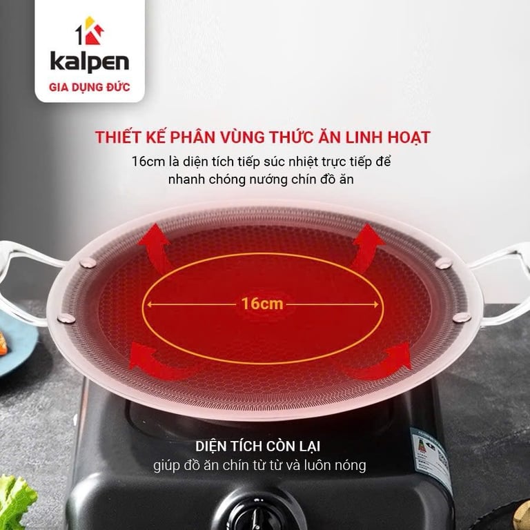 Vỉ Nướng BBQ Inox 5 Lớp Kalpen Hybrid HB38 size 38cm