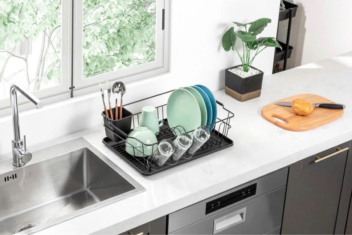 Giá đựng chén bát 1 tầng có khay hứng Kaiyo