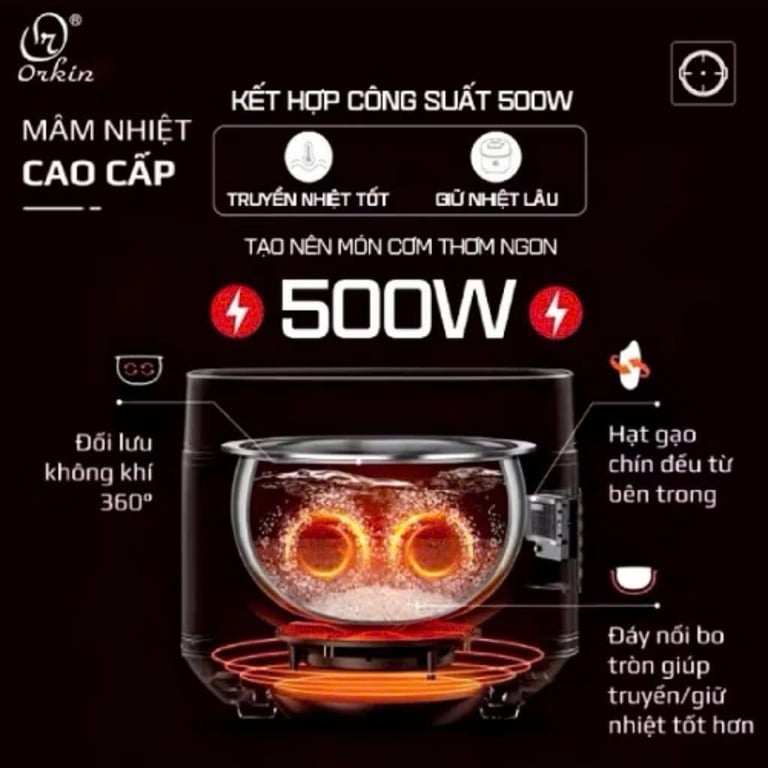 ORV12 - Nồi cơm điện tử tách đường 1.2L 500W Orkin