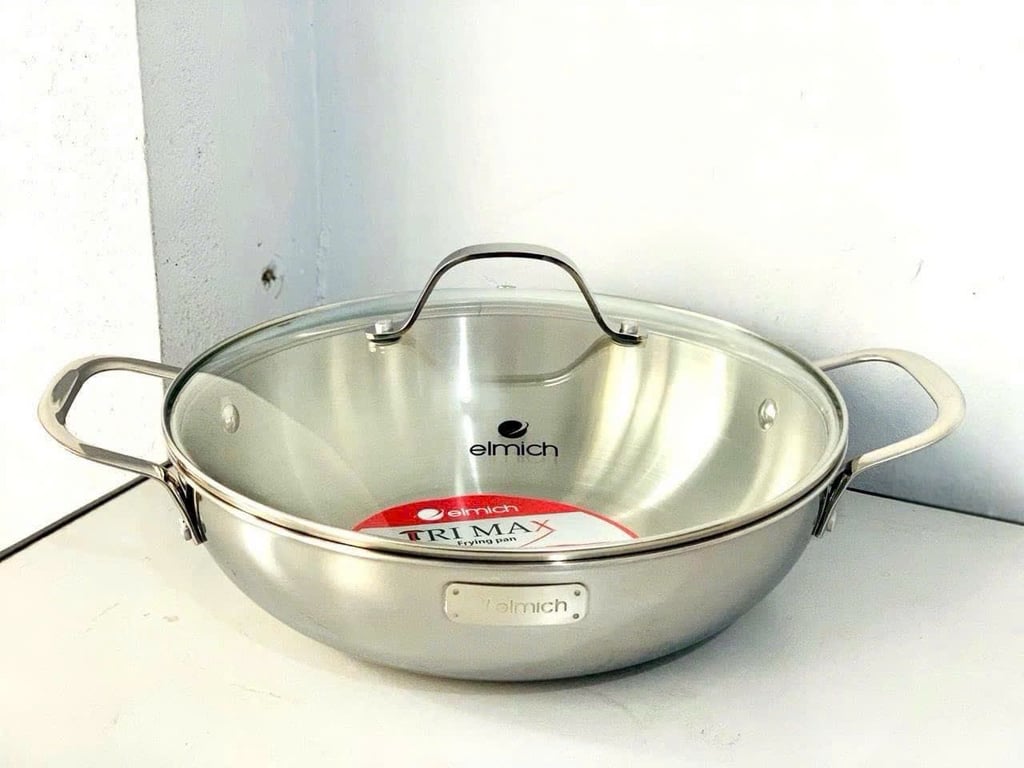 CHẢO XÀO INOX CAO CẤP 3 LỚP ĐÁY LIỀN ELMICH TRIMAX EL3798