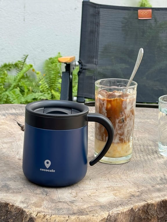 KBN121 - CỐC GIỮ NHIỆT CAO CẤP CÓ NẮP TRƯỢT COCO CAFÉ KAKUSEE