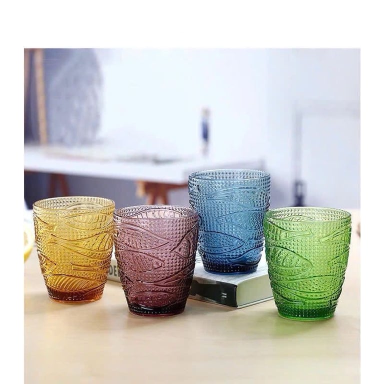 BỘ 4 CỐC THỦY TINH HIGHGATE COLLECTION 4 MÀU 295ML hoa văn mới