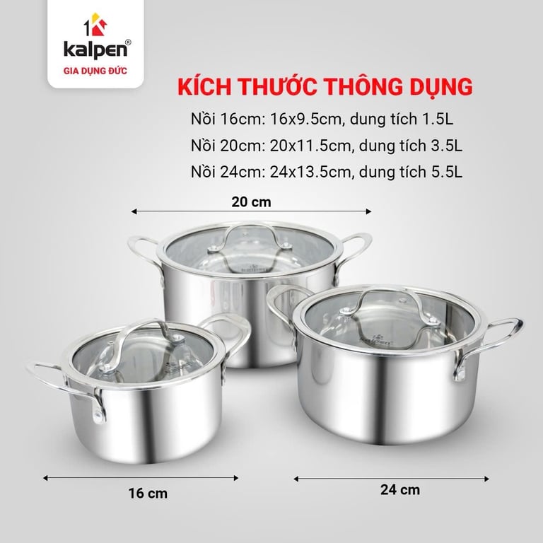 BỘ NỒI INOX 3 LỚP LIỀN KHỐI KALPEN KAMPFER KF1
