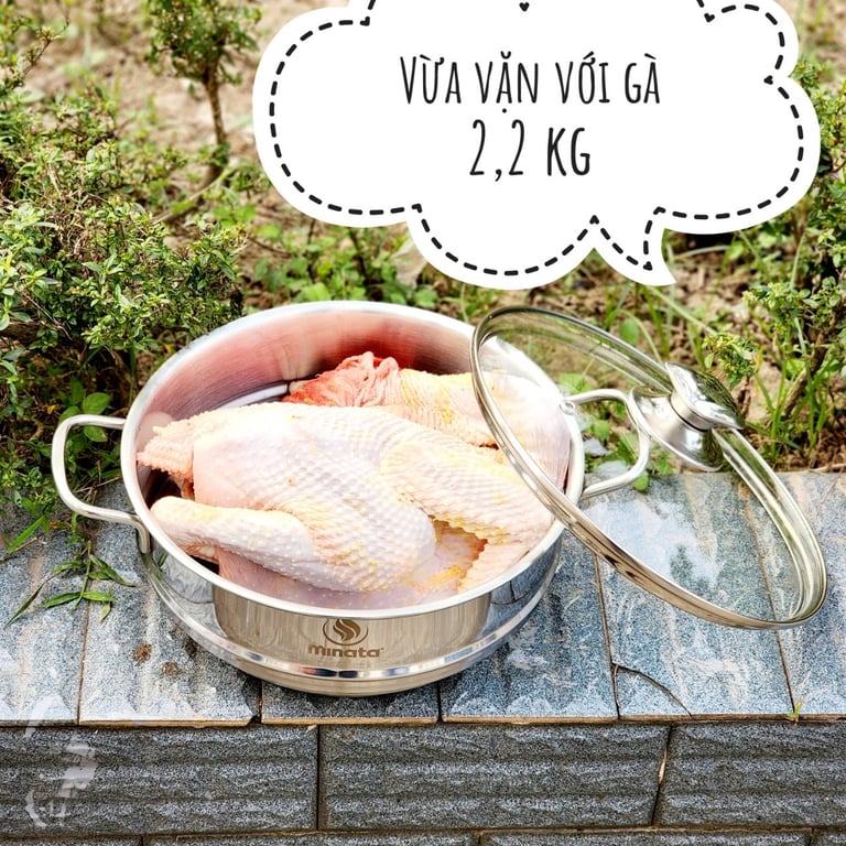 Xửng hấp 3 nấc inox - kèm VUNG KÍNH Minata size 24cm ❤️