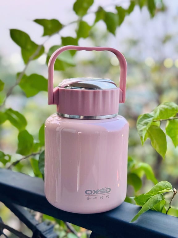 Bình ủ cháo cao cấp có quai xách tiện lợi kèm thìa inox gấp gọn 1100ml