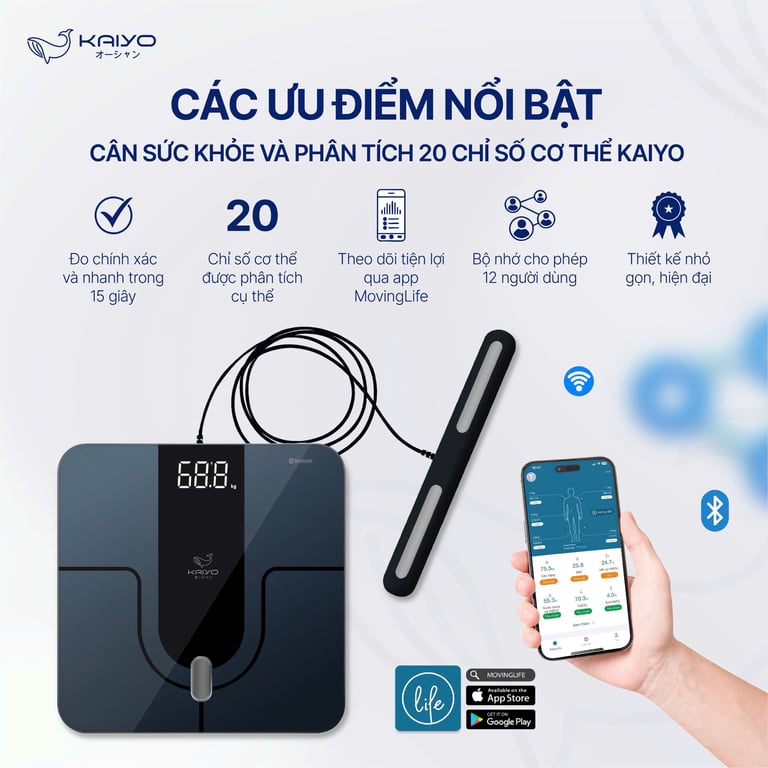 Cân sức khỏe và phân tích 20 chỉ số cơ thể Kaiyo (KSS-408)